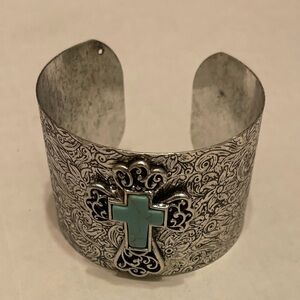 Turquoise and Silver Cross Cuff